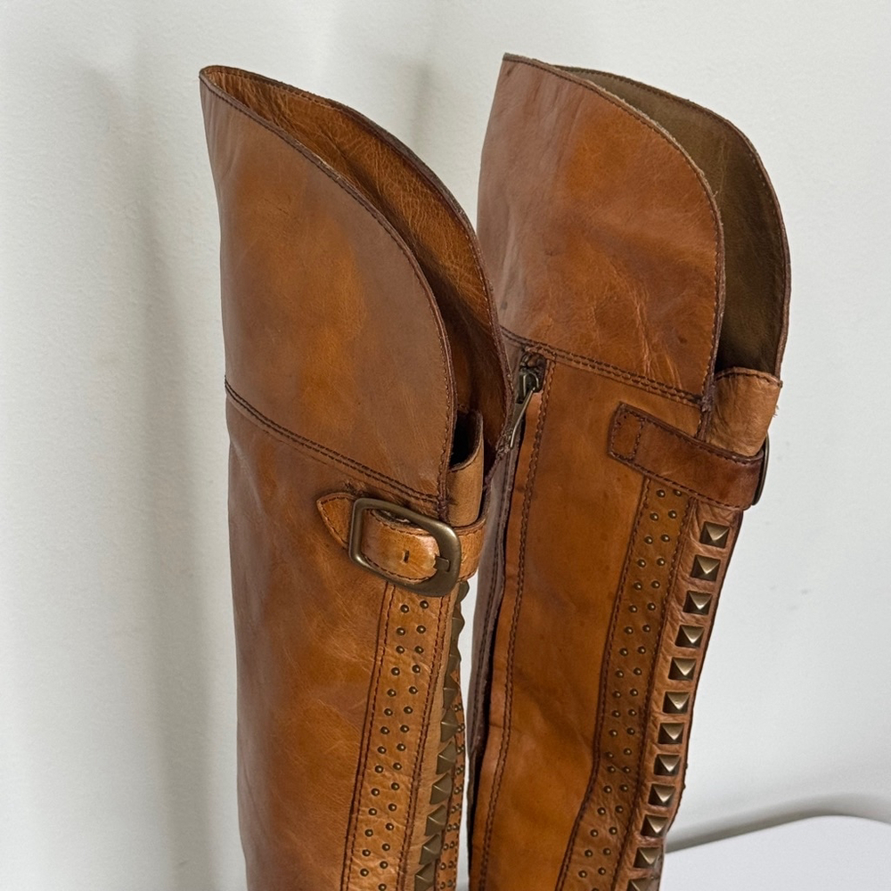 Vince Camuto Bollo Knee-High Brown Leather Studded Riding Boots Wm Sz 7.… - Picture 7 of 11